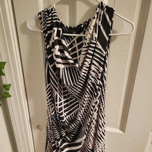 jonathan martin Black & White Drape Neck Sleeveless Dress with Cowl Neck Size XL
